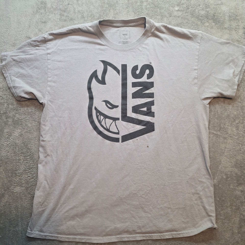 Vans Shirt Mens XL Gray Grinning Face Logo Graphic T-Shirt Skateboard Streetwear